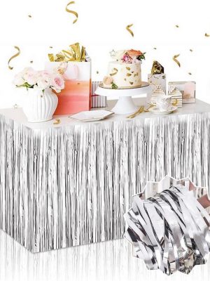 Gümüş Metalize Masa Eteği 275x75 cm – Kendinden Yapışkanlı