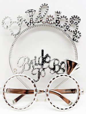 Bride To Be Yazılı Taç ve Bride To Be Yazılı Gözlük Seti Gümüş Renk