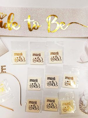 Altın Renk Bride Partisi Taç Kuşak Dövme Bileklik Seti Full 13 Parça