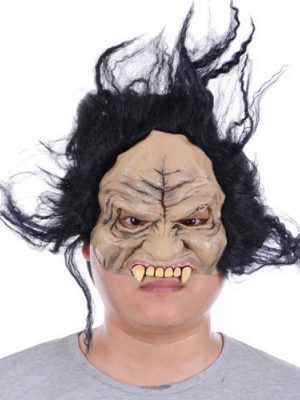 Lateks Dişli Korku Maskesi Saçlı Yarım Surat