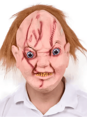 Çaki Maskesi Kahverengi Saçlı Lateks Et Chucky Çaki Maskesi