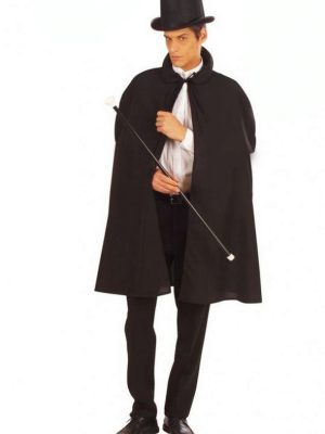 Siyah Sihirbaz Pelerini 120 cm ve Sihirbaz Şapkası 12 cm Yetişkin Boy