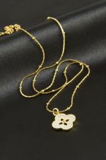 Çiçek Sedef Lüks Çelik Kolye-Gümüş Rengi