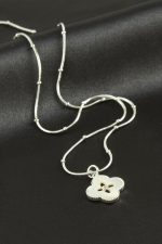 Çiçek Sedef Lüks Çelik Kolye-Gümüş Rengi - Görsel 2