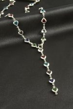 Kalp Zirkon Taşlı Y Kolye-Gümüş Rengi - Görsel 2