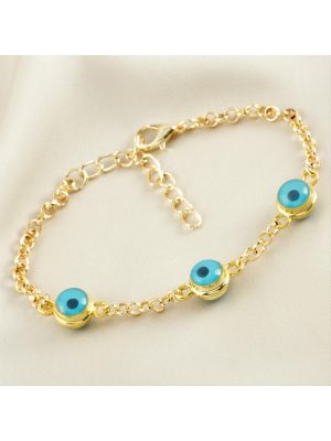 Nazarlı Zincir Trend Bileklik-Sarı