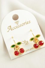 Kiraz Taşlı Mineli Klipsi Küpe-Sarı - Görsel 2