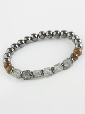 Necef Hematit  Doğaltaş Bileklik-Gri