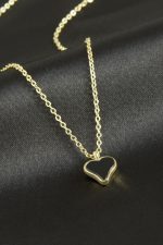 Kalp Polyester Kolye-Krem