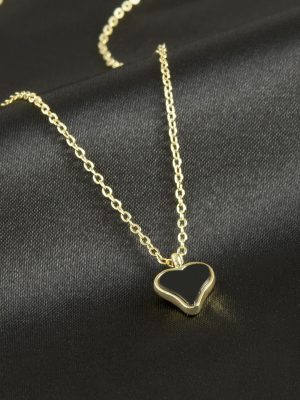 Kalp Polyester Kolye-Krem