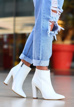 Loora Beyaz Rugan Desenli Topuklu Bot (Numara: 40) - Görsel 4