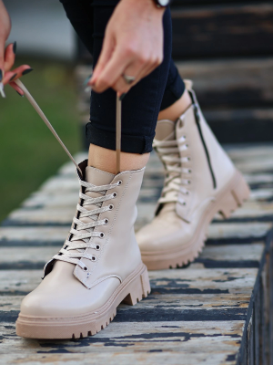 Bria  Nude Cilt Bağcıklı Bot (Numara: 40)