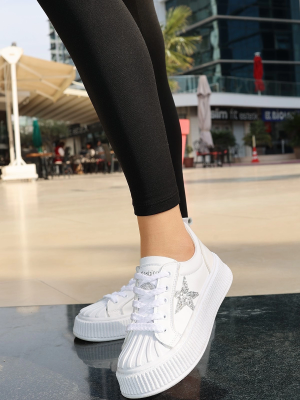 Piata Beyaz Cilt Bağcıklı Spor Ayakkabı (Numara: 40)