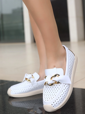 Riwan Beyaz Cilt Babet Ayakkabı (Numara: 36)