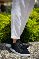 Kb-112   Kuback Siyah Triko Bağcıklı  Günlük Erkek  Ayakkabı (Numara: 44)