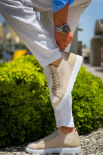 Kb-112   Kuback Bej Triko Bağcıklı  Günlük Erkek  Ayakkabı (Numara: 43) - Görsel 2