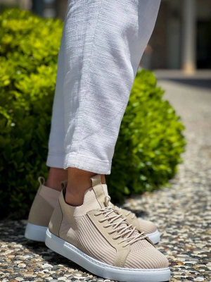 Kb-112 Kuback Bej Triko Bağcıklı Günlük Erkek Ayakkabı (Numara: 41)