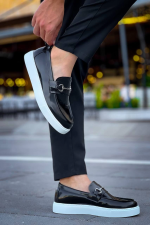 Kb-027 Kuback Bağcıksız Siyah Rugan G Günlük Erkek Ayakkabı (Numara: 40) - Görsel 6