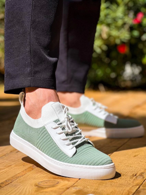 Kb-110  Kuback Yeşil Triko Yüksek Taban Bağcıklı Günlük Erkek Ayakkabı (Numara: 42)