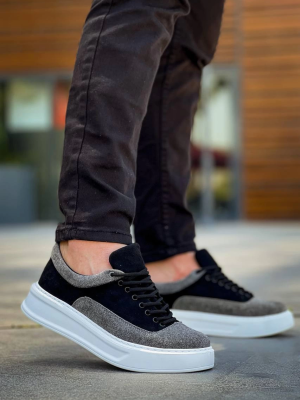 Kb-005 Kuback Siyah Gri Süet Bağcıklı Günlük Erkek Ayakkabı (Numara: 40)