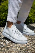 Kb-112 Kuback Beyaz Triko Bağcıklı Günlük Erkek Ayakkabı (Numara: 42)