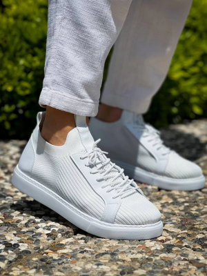 Kb-112 Kuback Beyaz Triko Bağcıklı Günlük Erkek Ayakkabı (Numara: 42)