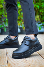 Kb-X3  Kuback Siyah Cilt Siyah Taban Bağcıklı  Günlük Erkek  Ayakkabı (Numara: 41)