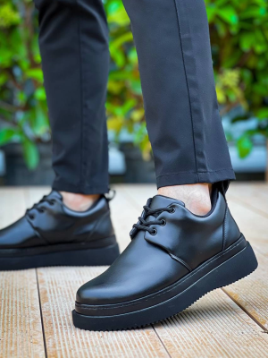 Kb-X3  Kuback Siyah Cilt Siyah Taban Bağcıklı  Günlük Erkek  Ayakkabı (Numara: 41)