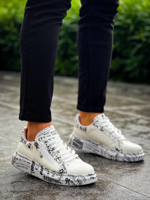 Kb-02 Kuback Bağcıklı Crocodile Beyaz Gazete Günlük Erkek Ayakkabı (Numara: 40)