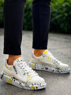 Kb-02 Kuback Bağcıklı Crocodile Beyaz Sarı Günlük Erkek Ayakkabı (Numara: 41)