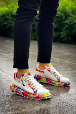 Kb-02 Kuback Bağcıklı Crocodile Beyaz Kırmızı Günlük Erkek Ayakkabı (Numara: 40)