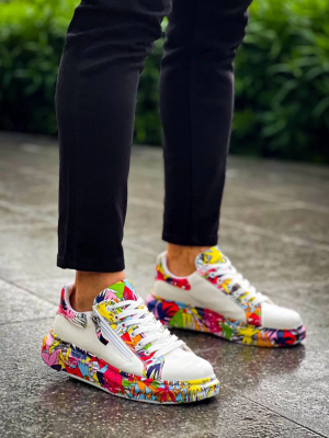 Kb-02 Kuback Bağcıklı Crocodile Beyaz Kırmızı Günlük Erkek Ayakkabı (Numara: 40)