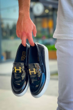 Kb-027 Kuback Bağcıksız Siyah Rugan H Günlük Erkek Ayakkabı (Numara: 41) - Görsel 2