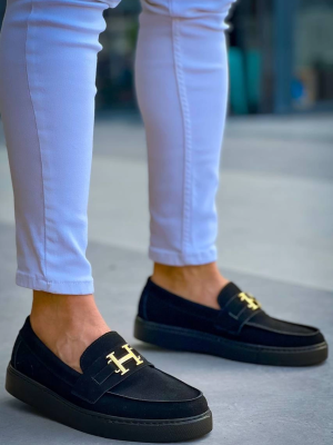 Kb-027  Kuback Bağcıksız Kömür Süet H Günlük Erkek Ayakkabı Siyah (Numara: 40)