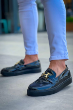 Kb-027  Kuback  Bağcıksız Kömür Rugan H Günlük Erkek Ayakkabı Siyah (Numara: 40)