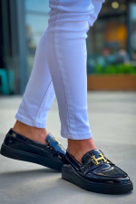 Kb-027  Kuback  Bağcıksız Kömür Rugan H Günlük Erkek Ayakkabı Siyah (Numara: 40) - Görsel 3