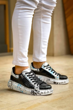 Kb-02 Kuback Bağcıklı Crocodile Siyah Mavi Günlük Erkek Ayakkabı (Numara: 43)