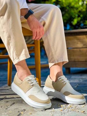 Kb-042 Kuback Bağcıklı Bej Günlük Erkek Ayakkabı (Numara: 41)