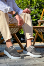 Kb-042  Kuback Bağcıklı Gri Günlük Erkek Ayakkabı (Numara: 41)