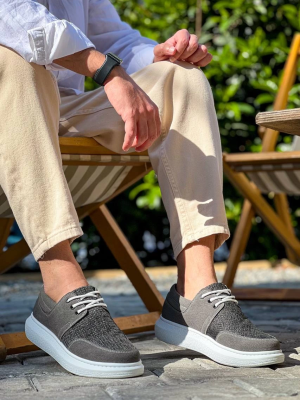 Kb-042  Kuback Bağcıklı Gri Günlük Erkek Ayakkabı (Numara: 41)