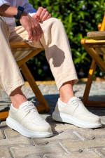 Kb-042  Kuback Bağcıklı Beyaz Günlük Erkek Ayakkabı (Numara: 40)