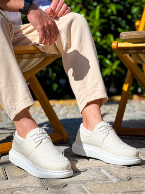 Kb-042  Kuback Bağcıklı Beyaz Günlük Erkek Ayakkabı (Numara: 40)