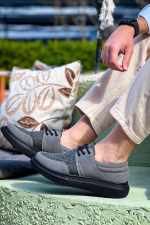 Kb-042 Kuback Bağcıklı Gri Siyah Taban Günlük Erkek Ayakkabı (Numara: 40) - Görsel 2