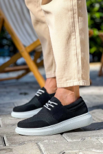 Kb-042 Kuback Bağcıklı Siyah Deri Tozu Beyaz Taban Günlük Erkek Ayakkabı (Numara: 44) - Görsel 4