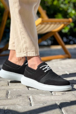 Kb-042  Kuback Bağcıklı  Siyah Deri Tozu Beyaz Taban Günlük Erkek Ayakkabı (Numara: 41) - Görsel 3