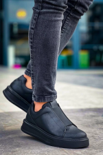 Kb-007 Kuback Siyah Siyah Yüksek Taban Tek Bant Bağcıksız Günlük Erkek Ayakkabı (Numara: 40) - Görsel 3