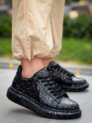 Kb-X500  Kuback Siyah Gold  Bağcıklı  Günlük Erkek  Ayakkabı (Numara: 42)