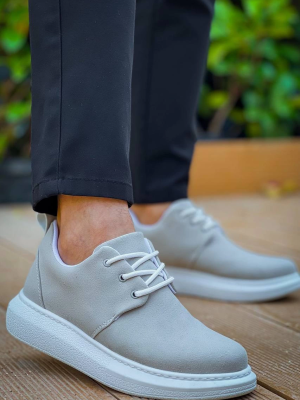 Kb-003 Kuback Gri Süet Bağcıklı Günlük Erkek Ayakkabı (Numara: 43)