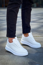 Kb-006 Kuback Beyaz Cilt  Yüksek Taban Bağcıklı Günlük Erkek Ayakkabı (Numara: 43) - Görsel 5