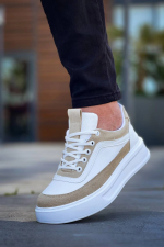 Kb-006 Kuback Beyaz Cilt Bej Süet  Yüksek Taban Bağcıklı Günlük Erkek Ayakkabı (Numara: 41) - Görsel 5